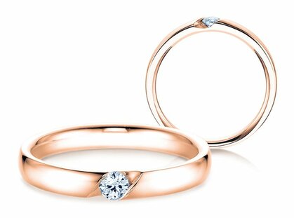 Verlovingsring Italic in 14K roségoud met diamant 0,03ct H/SI