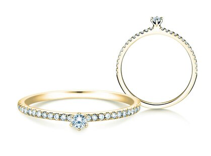 Verlovingsring Classic Pavé in 14K geelgoud met diamanten 0,20ct G/SI