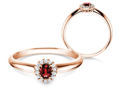 Verlovingsring Jolie in 14K roségoud met robijn 0,25ct en diamanten 0,06ct