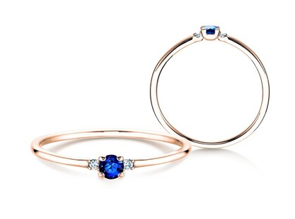 Verlovingsring Vivid Petite in 14K roségoud met saffier 0,08ct en diamanten 0,02ct