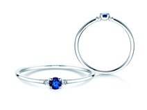 Verlovingsring Glory Petite in platina 950/- met saffier 0,08ct en diamanten 0,02ct