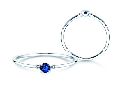 Verlovingsring Vivid Petite in 14K witgoud met saffier 0,08ct en diamanten 0,02ct