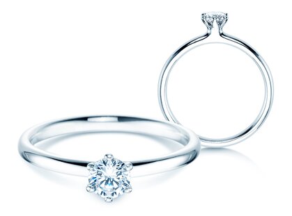 Verlovingsring Classic 6 in platina 950/- met diamant 0,30ct G/SI