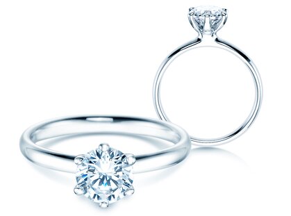 Verlovingsring Classic 6 in platina 950/- met diamant 1,00ct G/SI