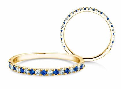 Verlovingsring Dusk Diamond & Color in 18K geelgoud met saffier 0,19ct en diamanten 0,19ct