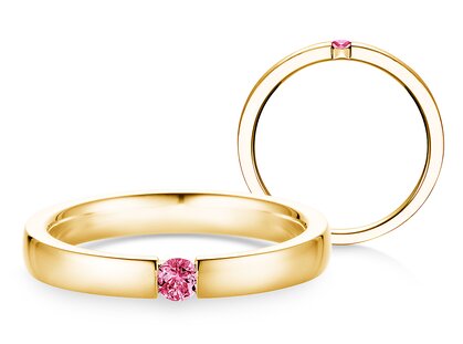 Verlovingsring Infinity Colour in 18K geelgoud met roze toermalijn 0,10ct