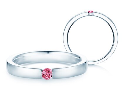 Verlovingsring Infinity Colour in platina 950/- met roze toermalijn 0,10ct