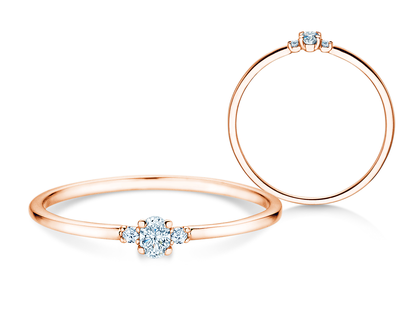 Verlovingsring Glory Petite Oval Cut in 18K roségoud met diamanten 0,10ct G/SI