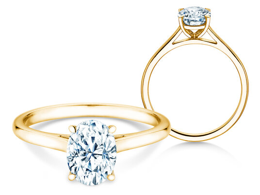 Verlovingsring Oval Cut in 9K geelgoud met diamant 0,25ct