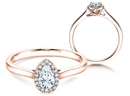 Verlovingsring Pear Shape in 14K roségoud met diamanten 0,40ct G/SI