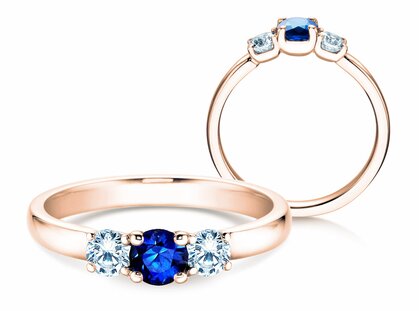 Verlovingsring Glory Petite in 18K roségoud met saffier 0,30ct en diamanten 0,30ct