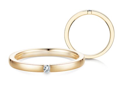 Verlovingsring Infinity in 14K geelgoud met diamant 0,03ct H/SI