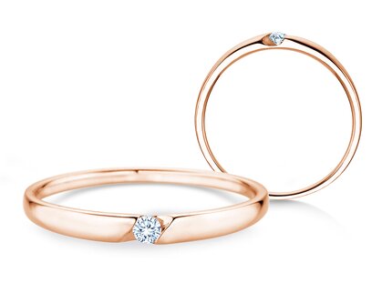 Verlovingsring Italic Petite in 14K roségoud met diamant 0,04ct G/SI