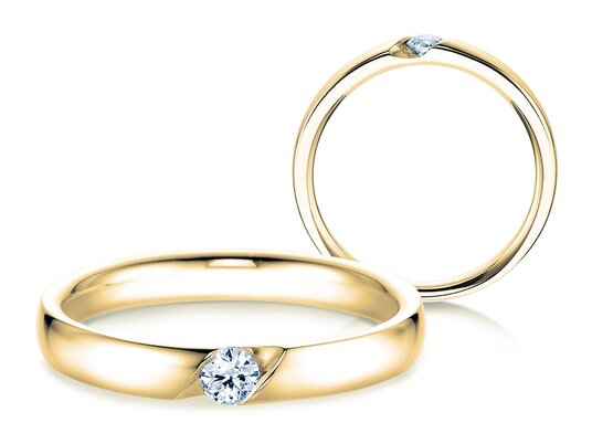 Verlovingsring Italic in 9K geelgoud met diamant 0,10ct